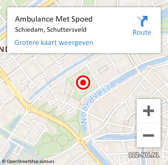 Locatie op kaart van de 112 melding: Ambulance Met Spoed Naar Schiedam, Schuttersveld op 19 februari 2022 17:05