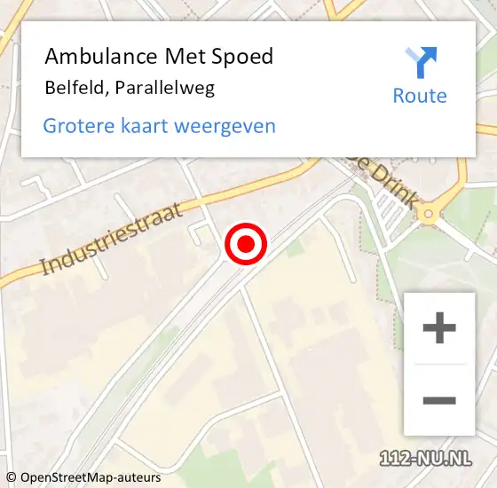 Locatie op kaart van de 112 melding: Ambulance Met Spoed Naar Belfeld, Parallelweg op 19 februari 2022 17:06