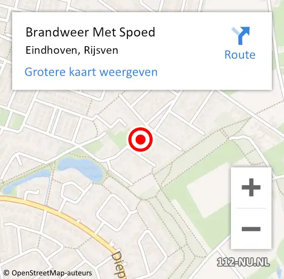 Locatie op kaart van de 112 melding: Brandweer Met Spoed Naar Eindhoven, Rijsven op 19 februari 2022 17:07