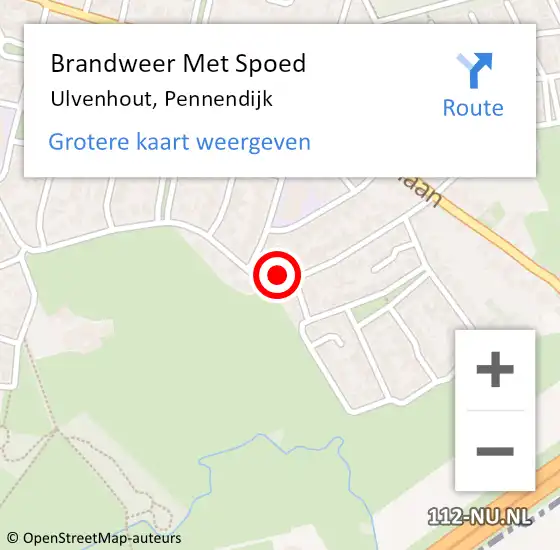 Locatie op kaart van de 112 melding: Brandweer Met Spoed Naar Ulvenhout, Pennendijk op 8 juli 2014 21:26