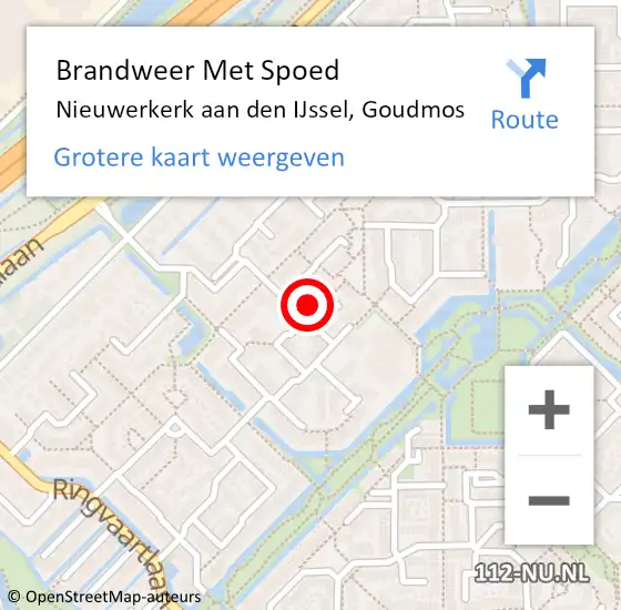 Locatie op kaart van de 112 melding: Brandweer Met Spoed Naar Nieuwerkerk aan den IJssel, Goudmos op 19 februari 2022 17:18