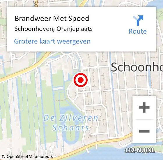 Locatie op kaart van de 112 melding: Brandweer Met Spoed Naar Schoonhoven, Oranjeplaats op 19 februari 2022 17:38