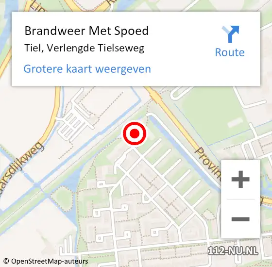 Locatie op kaart van de 112 melding: Brandweer Met Spoed Naar Tiel, Verlengde Tielseweg op 19 februari 2022 17:50