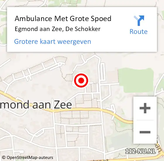 Locatie op kaart van de 112 melding: Ambulance Met Grote Spoed Naar Egmond aan Zee, De Schokker op 19 februari 2022 17:53