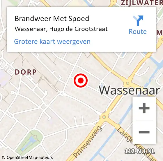 Locatie op kaart van de 112 melding: Brandweer Met Spoed Naar Wassenaar, Hugo de Grootstraat op 19 februari 2022 18:02