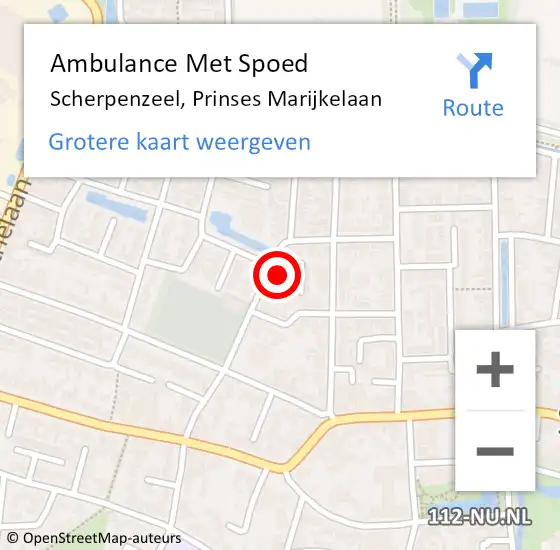 Locatie op kaart van de 112 melding: Ambulance Met Spoed Naar Scherpenzeel, Prinses Marijkelaan op 19 februari 2022 18:04