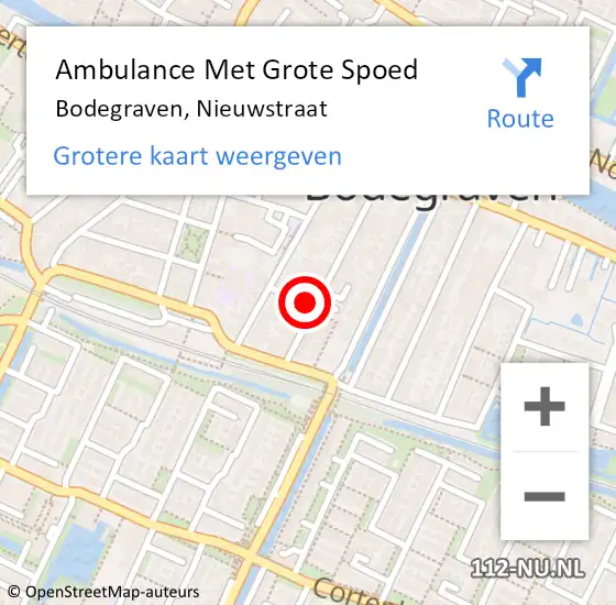 Locatie op kaart van de 112 melding: Ambulance Met Grote Spoed Naar Bodegraven, Nieuwstraat op 19 februari 2022 18:05