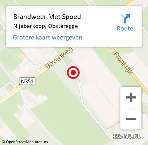 Locatie op kaart van de 112 melding: Brandweer Met Spoed Naar Nijeberkoop, Oosteregge op 19 februari 2022 18:05