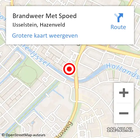 Locatie op kaart van de 112 melding: Brandweer Met Spoed Naar IJsselstein, Hazenveld op 19 februari 2022 18:11