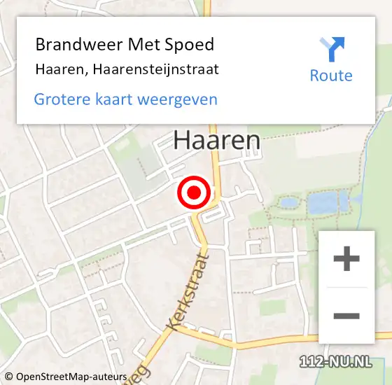 Locatie op kaart van de 112 melding: Brandweer Met Spoed Naar Haaren, Haarensteijnstraat op 19 februari 2022 18:20