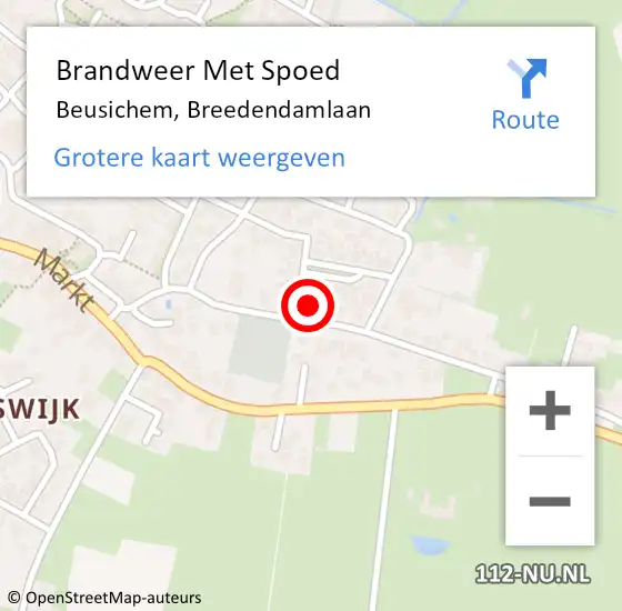 Locatie op kaart van de 112 melding: Brandweer Met Spoed Naar Beusichem, Breedendamlaan op 19 februari 2022 18:30