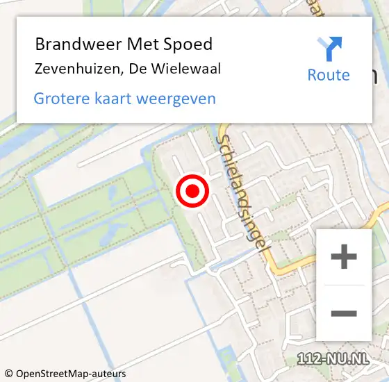 Locatie op kaart van de 112 melding: Brandweer Met Spoed Naar Zevenhuizen, De Wielewaal op 19 februari 2022 18:32