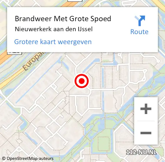 Locatie op kaart van de 112 melding: Brandweer Met Grote Spoed Naar Nieuwerkerk aan den IJssel, Kroonkruid op 19 februari 2022 18:33