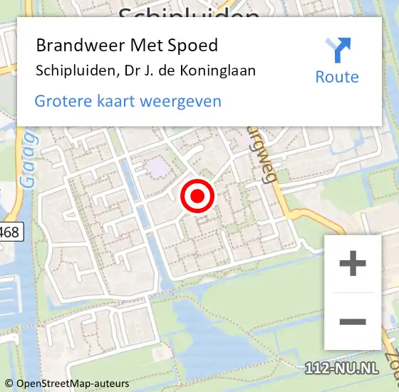 Locatie op kaart van de 112 melding: Brandweer Met Spoed Naar Schipluiden, Dr J. de Koninglaan op 19 februari 2022 18:50