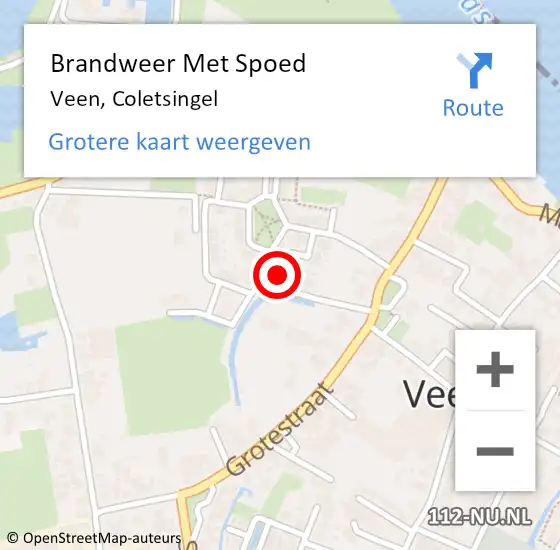 Locatie op kaart van de 112 melding: Brandweer Met Spoed Naar Veen, Coletsingel op 19 februari 2022 18:57