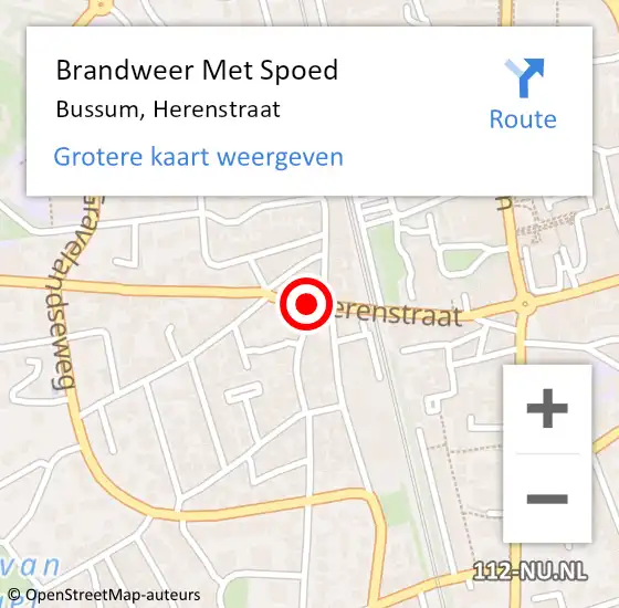 Locatie op kaart van de 112 melding: Brandweer Met Spoed Naar Bussum, Herenstraat op 19 februari 2022 19:22