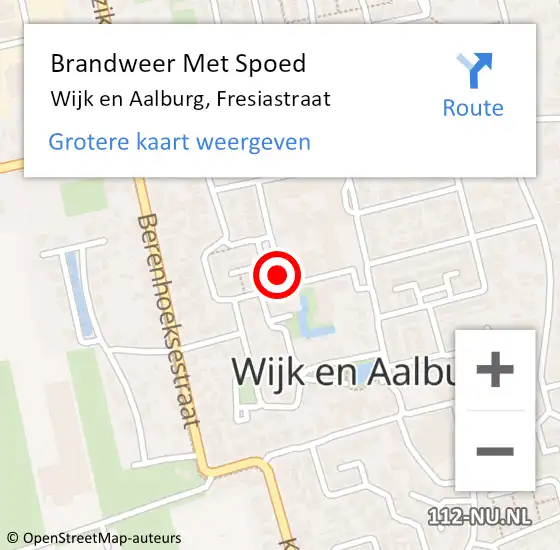 Locatie op kaart van de 112 melding: Brandweer Met Spoed Naar Wijk en Aalburg, Fresiastraat op 19 februari 2022 19:25