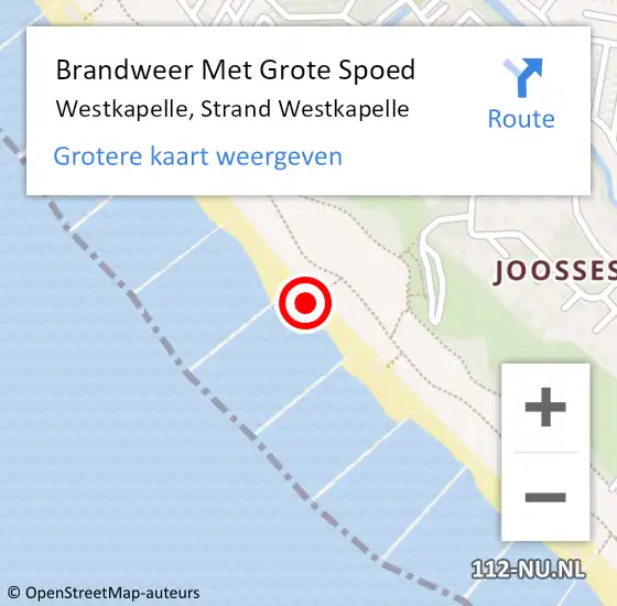 Locatie op kaart van de 112 melding: Brandweer Met Grote Spoed Naar Westkapelle, Strand Westkapelle op 19 februari 2022 19:30