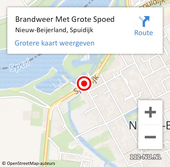 Locatie op kaart van de 112 melding: Brandweer Met Grote Spoed Naar Nieuw-Beijerland, Spuidijk op 19 februari 2022 19:33