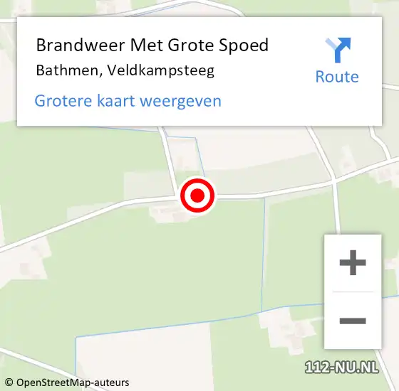 Locatie op kaart van de 112 melding: Brandweer Met Grote Spoed Naar Bathmen, Veldkampsteeg op 8 juli 2014 22:00