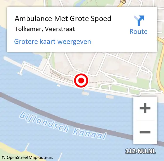 Locatie op kaart van de 112 melding: Ambulance Met Grote Spoed Naar Tolkamer, Veerstraat op 19 februari 2022 19:54