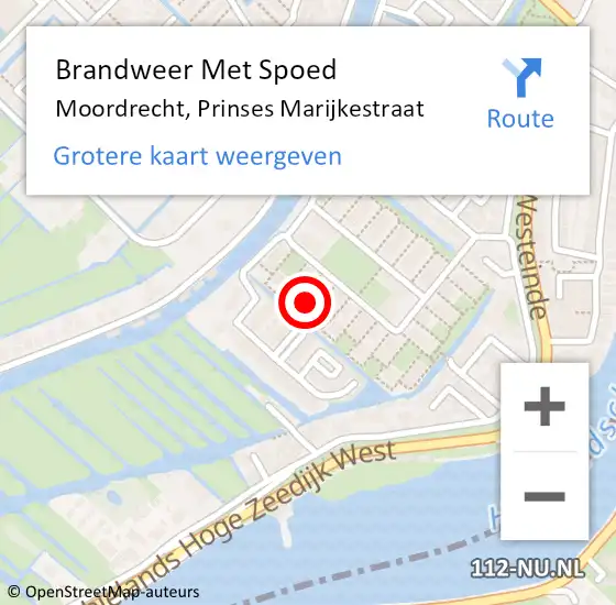 Locatie op kaart van de 112 melding: Brandweer Met Spoed Naar Moordrecht, Prinses Marijkestraat op 19 februari 2022 19:58