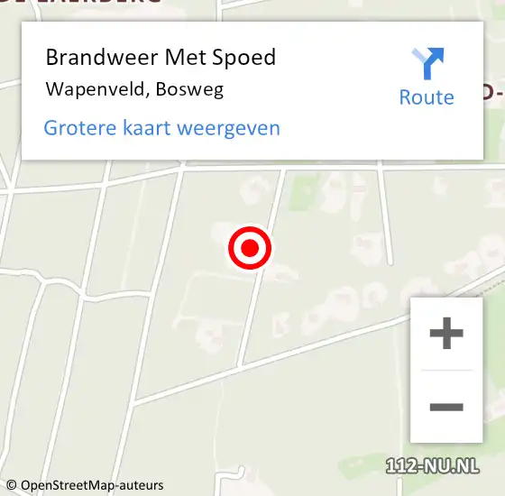 Locatie op kaart van de 112 melding: Brandweer Met Spoed Naar Wapenveld, Bosweg op 19 februari 2022 20:11