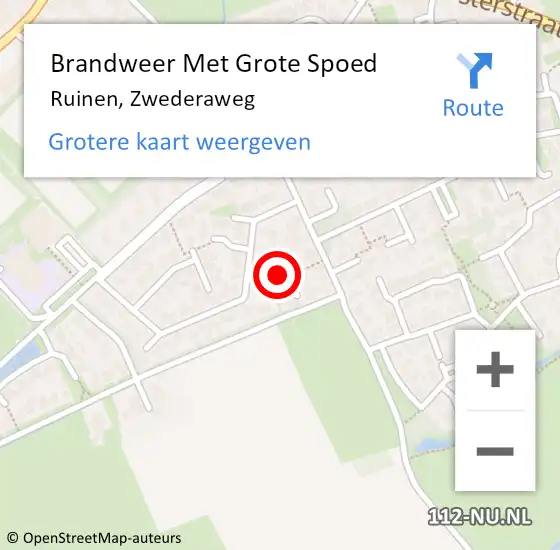 Locatie op kaart van de 112 melding: Brandweer Met Grote Spoed Naar Ruinen, Zwederaweg op 19 februari 2022 20:24