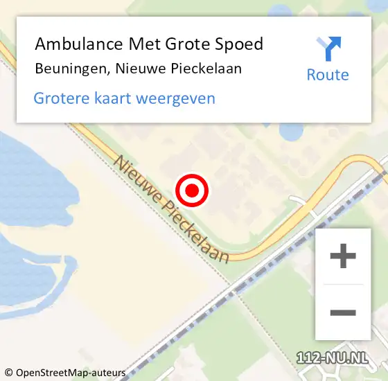 Locatie op kaart van de 112 melding: Ambulance Met Grote Spoed Naar Beuningen, Nieuwe Pieckelaan op 19 februari 2022 20:31