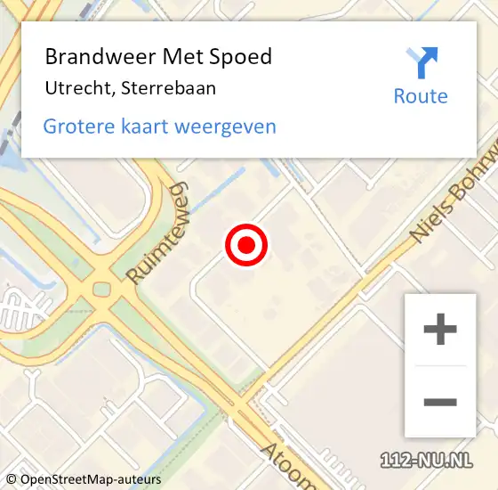 Locatie op kaart van de 112 melding: Brandweer Met Spoed Naar Utrecht, Sterrebaan op 19 februari 2022 20:37