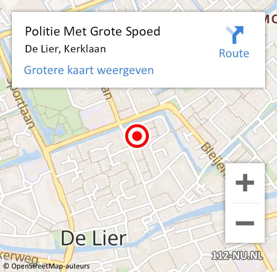 Locatie op kaart van de 112 melding: Politie Met Grote Spoed Naar De Lier, Kerklaan op 19 februari 2022 20:39