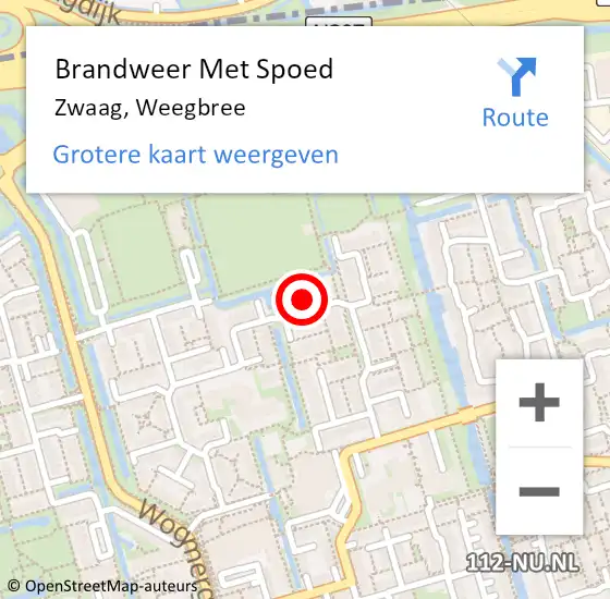 Locatie op kaart van de 112 melding: Brandweer Met Spoed Naar Zwaag, Weegbree op 19 februari 2022 20:45