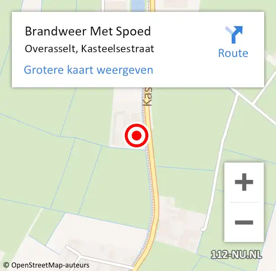 Locatie op kaart van de 112 melding: Brandweer Met Spoed Naar Overasselt, Kasteelsestraat op 19 februari 2022 20:46