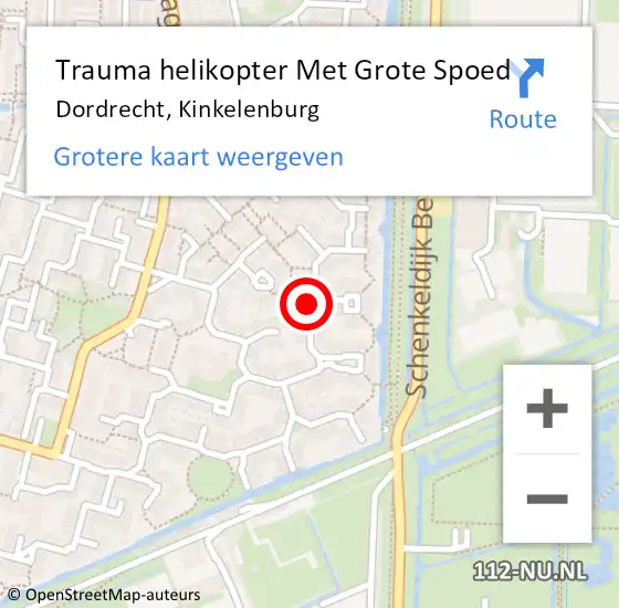 Locatie op kaart van de 112 melding: Trauma helikopter Met Grote Spoed Naar Dordrecht, Kinkelenburg op 19 februari 2022 20:51