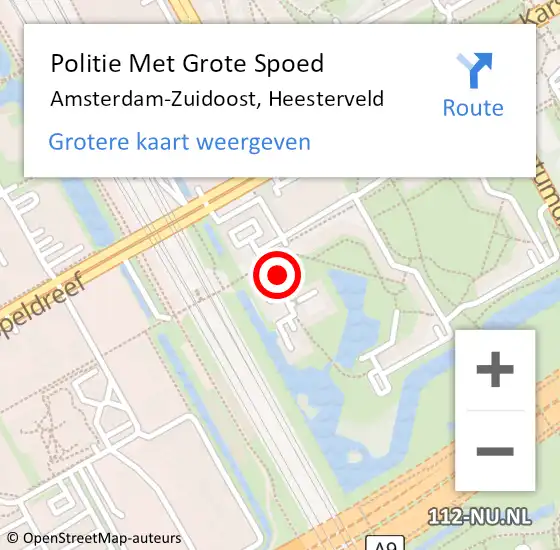 Locatie op kaart van de 112 melding: Politie Met Grote Spoed Naar Amsterdam-Zuidoost, Heesterveld op 19 februari 2022 21:03