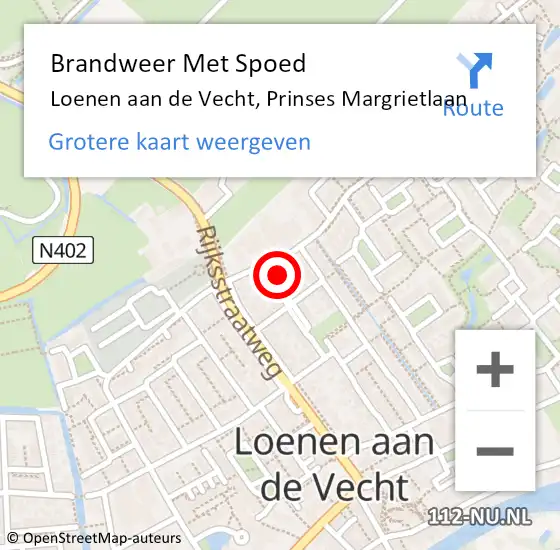 Locatie op kaart van de 112 melding: Brandweer Met Spoed Naar Loenen aan de Vecht, Prinses Margrietlaan op 19 februari 2022 21:03