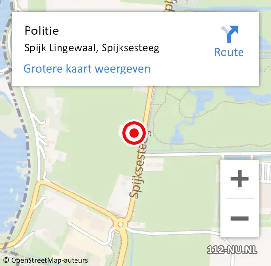Locatie op kaart van de 112 melding: Politie Spijk Lingewaal, Spijksesteeg op 19 februari 2022 21:04