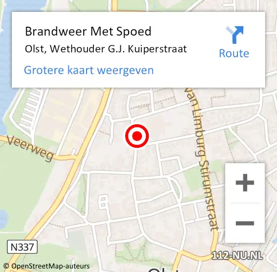 Locatie op kaart van de 112 melding: Brandweer Met Spoed Naar Olst, Wethouder G.J. Kuiperstraat op 19 februari 2022 21:08