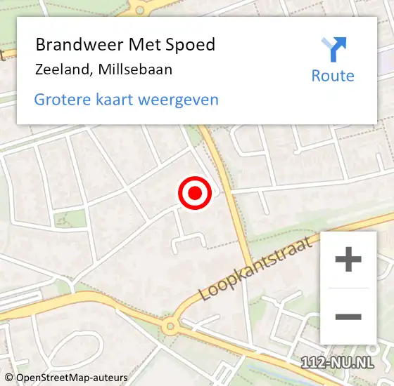 Locatie op kaart van de 112 melding: Brandweer Met Spoed Naar Zeeland, Millsebaan op 19 februari 2022 21:17