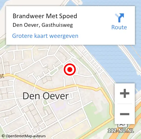 Locatie op kaart van de 112 melding: Brandweer Met Spoed Naar Den Oever, Gasthuisweg op 19 februari 2022 21:27