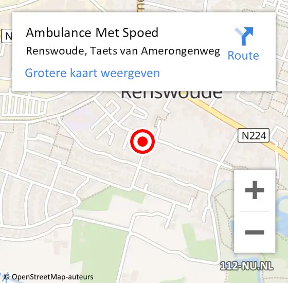 Locatie op kaart van de 112 melding: Ambulance Met Spoed Naar Renswoude, Taets van Amerongenweg op 8 juli 2014 22:21