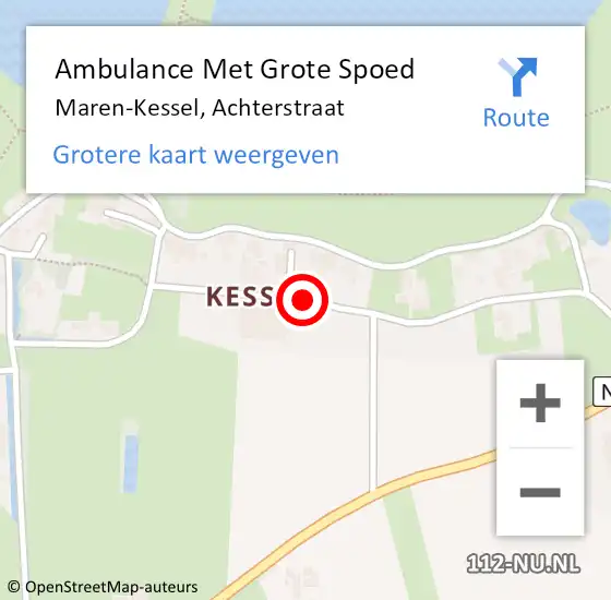 Locatie op kaart van de 112 melding: Ambulance Met Grote Spoed Naar Maren-Kessel, Achterstraat op 8 juli 2014 22:21