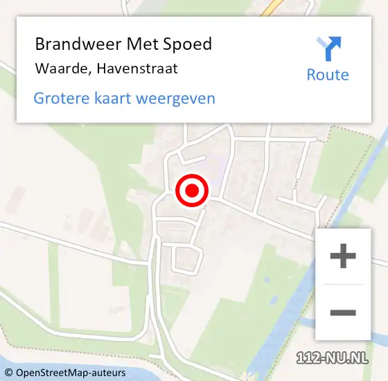 Locatie op kaart van de 112 melding: Brandweer Met Spoed Naar Waarde, Havenstraat op 19 februari 2022 21:43