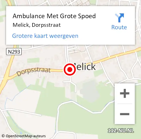 Locatie op kaart van de 112 melding: Ambulance Met Grote Spoed Naar Melick, Dorpsstraat op 19 februari 2022 21:46