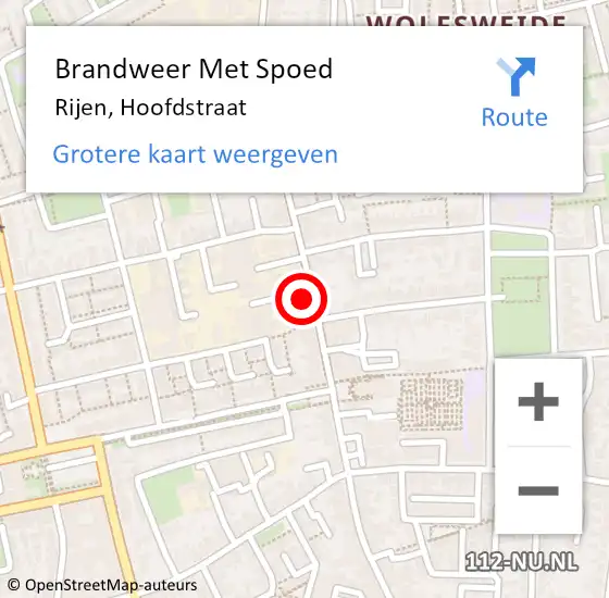 Locatie op kaart van de 112 melding: Brandweer Met Spoed Naar Rijen, Hoofdstraat op 19 februari 2022 21:54