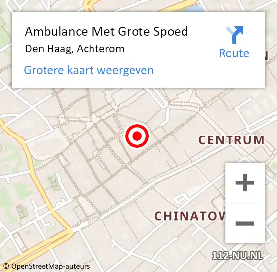 Locatie op kaart van de 112 melding: Ambulance Met Grote Spoed Naar Den Haag, Achterom op 19 februari 2022 22:29