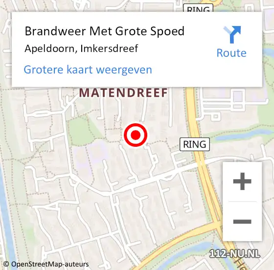 Locatie op kaart van de 112 melding: Brandweer Met Grote Spoed Naar Apeldoorn, Imkersdreef op 19 februari 2022 22:31