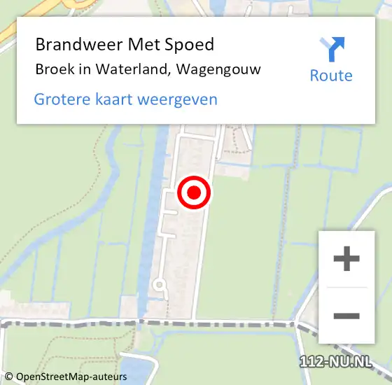 Locatie op kaart van de 112 melding: Brandweer Met Spoed Naar Broek in Waterland, Wagengouw op 19 februari 2022 22:35