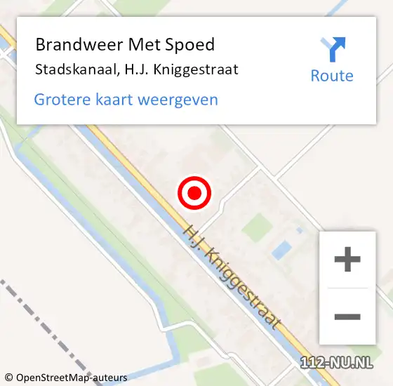 Locatie op kaart van de 112 melding: Brandweer Met Spoed Naar Stadskanaal, H.J. Kniggestraat op 19 februari 2022 22:44