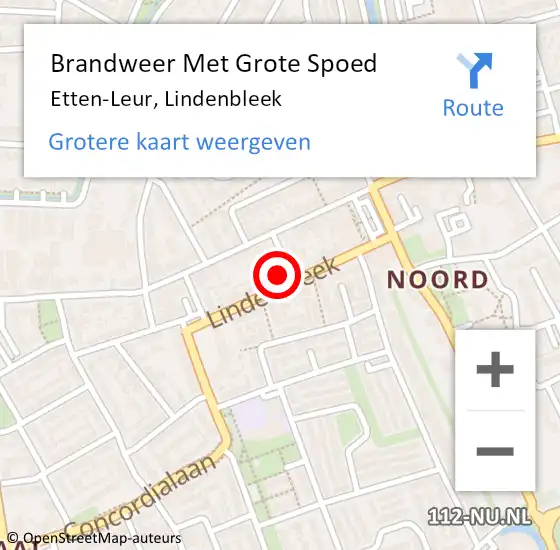 Locatie op kaart van de 112 melding: Brandweer Met Grote Spoed Naar Etten-Leur, Lindenbleek op 19 februari 2022 23:00